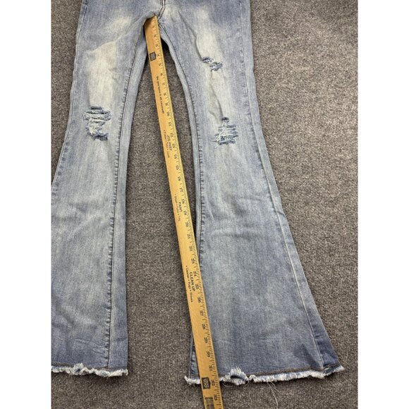 AC For AG Jeans Womens 4 28 Light Wash Flare Bell Bottom Distressed Raw Hem - Picture 5 of 9